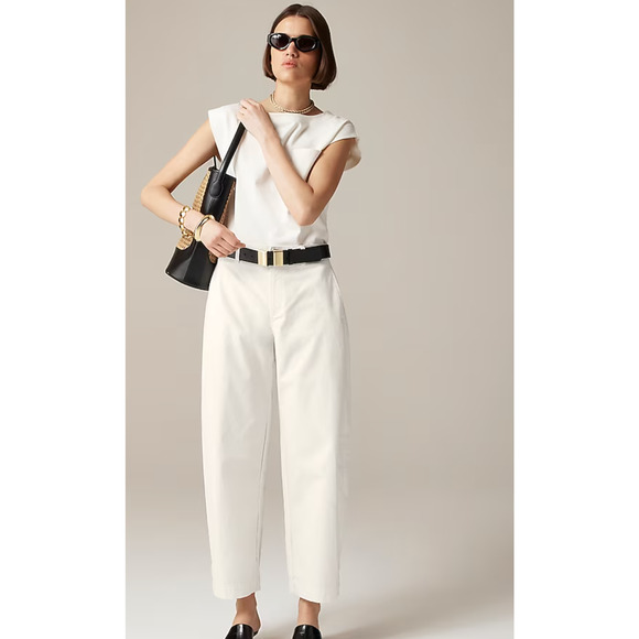 J Crew Barrel Leg Pants 30 10 NWT Black Trousers Linen Cotton CK354 J.Crew - Picture 1 of 8